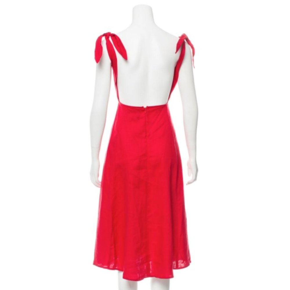 Reformation Montclair Backless Red Linen Dress 8